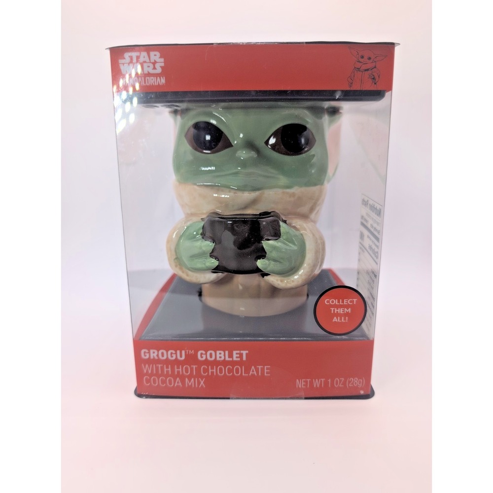 New Star Wars MANDALORIAN GROGU Goblet With Hot Chocolate Cocoa Mix Green Tan